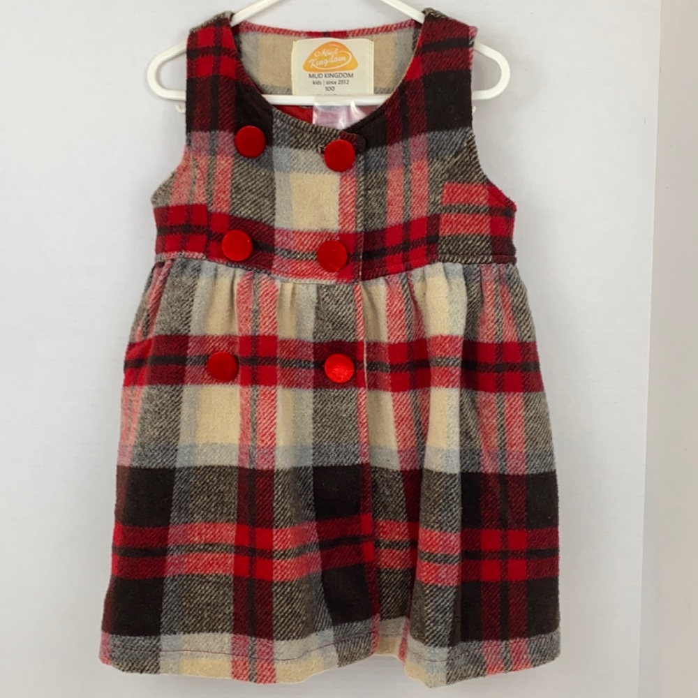 Soft Plaid Red, Black, White Dress Girls Size 4